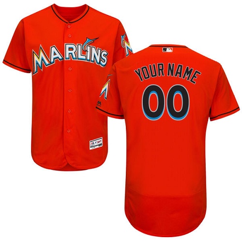 Men's Majestic Miami Marlins Customized Orange Flexbase Authentic Collection MLB Jersey