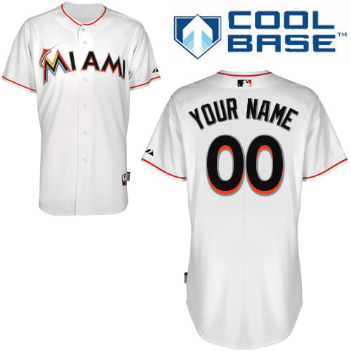 Youth Majestic Miami Marlins Customized Authentic White Home Cool Base MLB Jersey