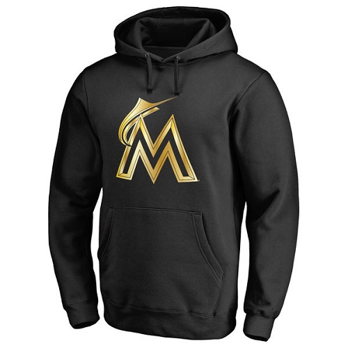 MLB Miami Marlins Gold Collection Pullover Hoodie - Black