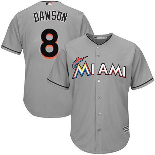Youth Majestic Miami Marlins #8 Andre Dawson Authentic Grey Road Cool Base MLB Jersey