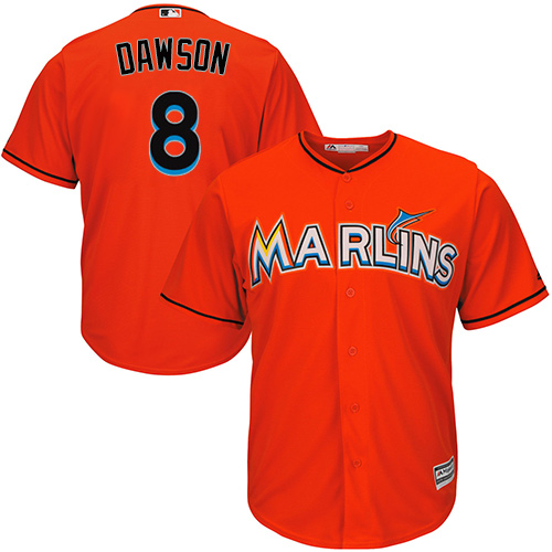 Youth Majestic Miami Marlins #8 Andre Dawson Replica Orange Alternate 1 Cool Base MLB Jersey