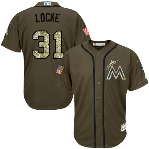 Men's Majestic Miami Marlins #31 Jeff Locke Authentic Green Salute to Service MLB Jersey