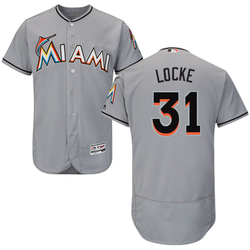 Men's Majestic Miami Marlins #31 Jeff Locke Grey Flexbase Authentic Collection MLB Jersey