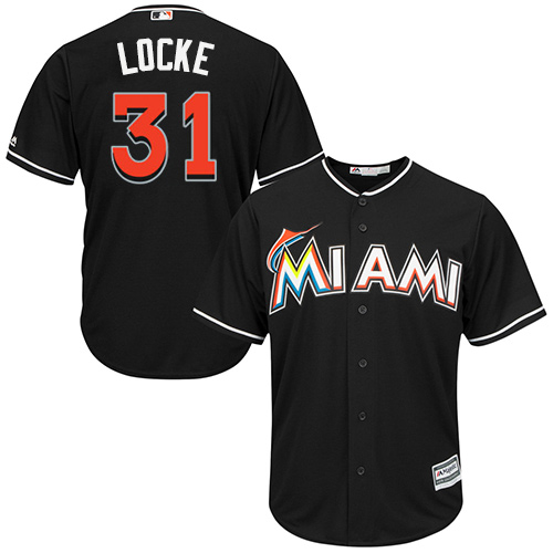 Men's Majestic Miami Marlins #31 Jeff Locke Replica Black Alternate 2 Cool Base MLB Jersey
