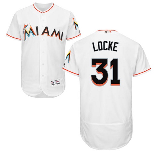 Men's Majestic Miami Marlins #31 Jeff Locke White Flexbase Authentic Collection MLB Jersey