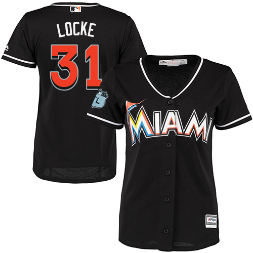 Women's Majestic Miami Marlins #31 Jeff Locke Authentic Black Alternate 2 Cool Base MLB Jersey