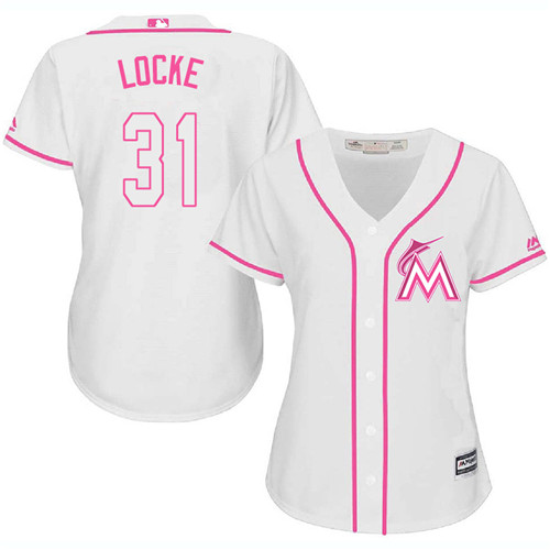 Women's Majestic Miami Marlins #31 Jeff Locke Authentic White Fashion Cool Base MLB Jersey