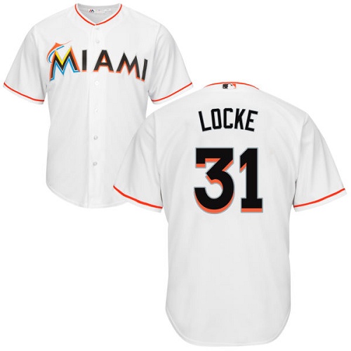 Youth Majestic Miami Marlins #31 Jeff Locke Replica White Home Cool Base MLB Jersey
