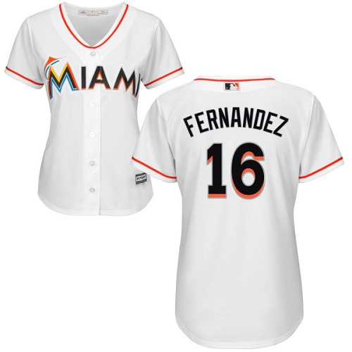Women's Majestic Miami Marlins #16 Jose Fernandez Authentic White Home Cool Base MLB Jersey