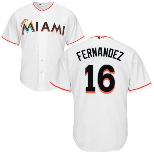 Youth Majestic Miami Marlins #16 Jose Fernandez Authentic White Home Cool Base MLB Jersey